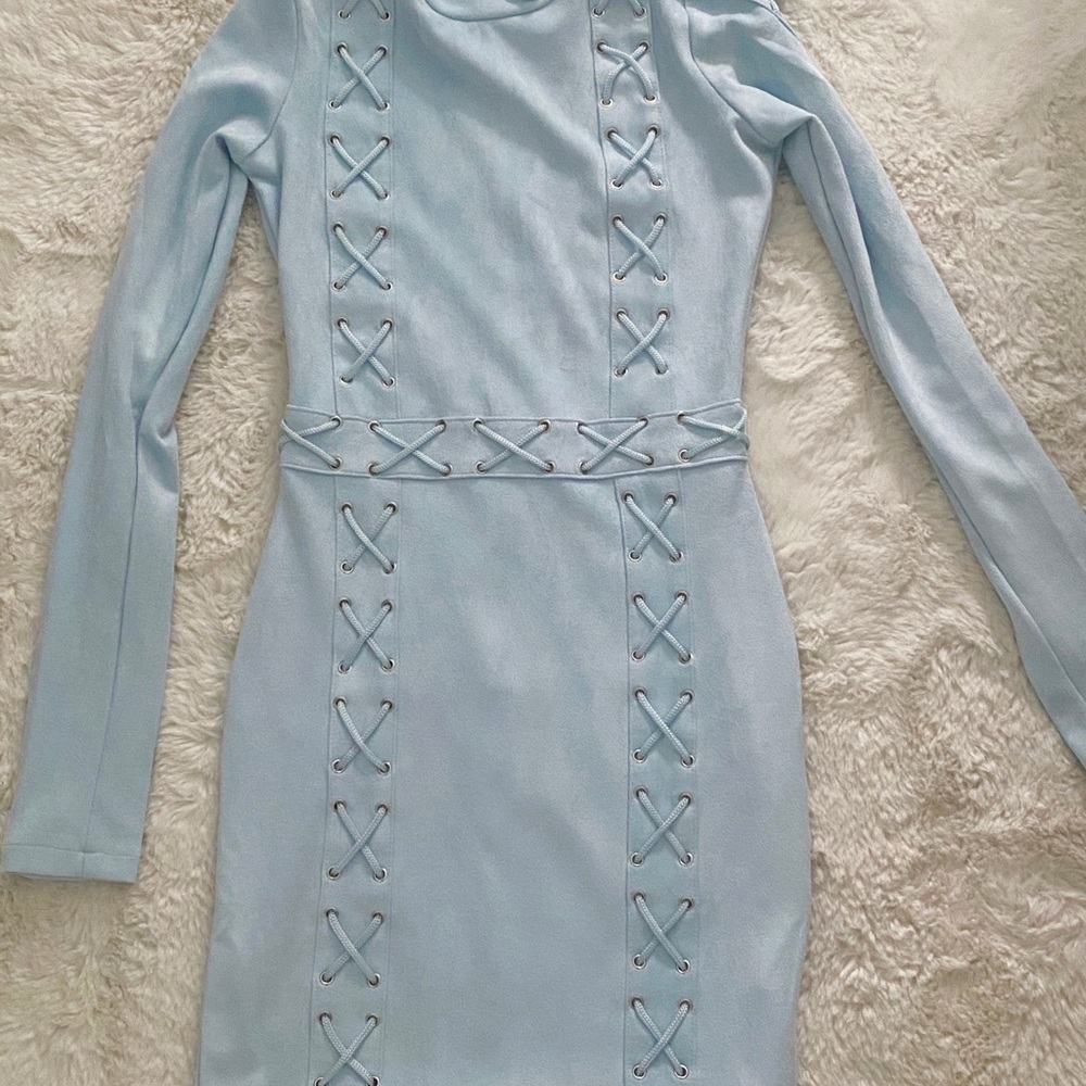 Oh Polly Blue Suede dress US 4